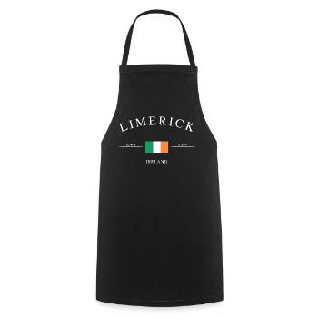 Limerick, Irlande – Souvenir et cadeau de vacances - Tablier de cuisine - noir - Devant - AI Model Male 185 dark (185cm)