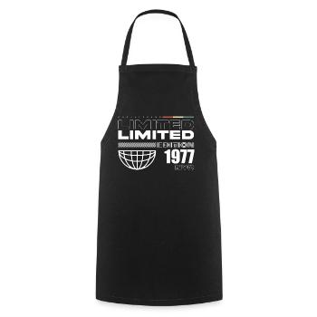 1977 Birthday Gift - Vintage 1977, 48th Birth - Cooking Apron - black - Front - AI Model Male 185 dark (185cm)