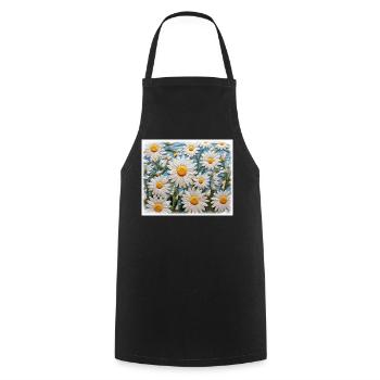 Daisy Garden Hobby Embroidery Design - Cooking Apron - black - Front - AI Model Male 185 dark (185cm)
