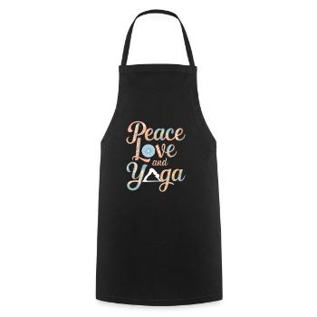 Paix, amour et yoga, s’épanouissent Design - Tablier de cuisine - noir - Devant - AI Model Male 185 dark (185cm)