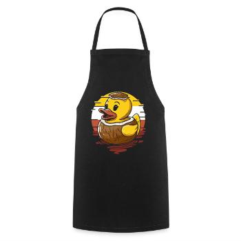 Cute duckling on coconut - Cooking Apron - black - Front - AI Model Male 185 dark (185cm)