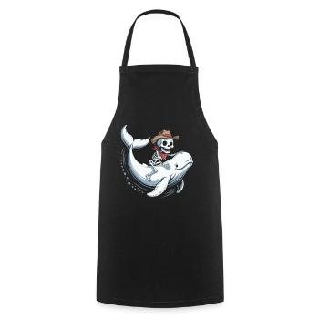 Skull Cowboy on Beluga Whale - Cooking Apron - black - Front - AI Model Male 185 dark (185cm)
