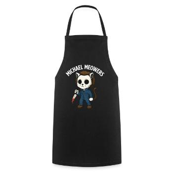 Michael Meowers Parodie effrayante de chat d’Halloween - Tablier de cuisine - noir - Devant - AI Model Male 185 dark (185cm)