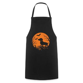 Weiner Dog Moon Spooky Halloween Dachshund - Cooking Apron - black - Front - AI Model Male 185 dark (185cm)