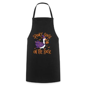Spooky Goose On The Loose Halloween Humor - Cooking Apron - black - Front - AI Model Male 185 dark (185cm)