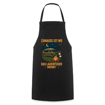 La maison est l’endroit où le feu de camp brûle Camping - Tablier de cuisine - noir - Devant - AI Model Male 185 dark (185cm)