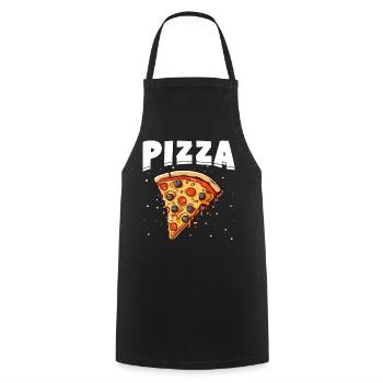 Tranche de pizza avec garnitures noires et rouges - Tablier de cuisine - noir - Devant - AI Model Male 185 dark (185cm)