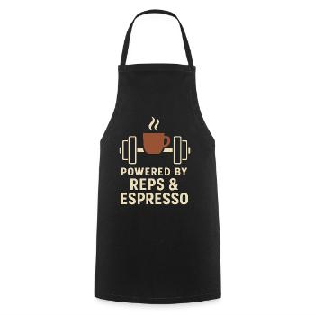 Propulsé par Reps & Espresso - Tablier de cuisine - noir - Devant - AI Model Male 185 dark (185cm)