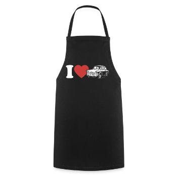I Love Trabi - Voiture culte de Zwickau - RDA - Tablier de cuisine - noir - Devant - AI Model Male 185 dark (185cm)