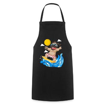 Mops Surfen Sommer Strand T-Shirt - Kochschürze - Schwarz - Vorne - AI Model Male 185 dark (185cm)
