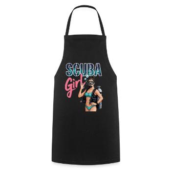 Scuba Girl Diving Design - Cooking Apron - black - Front - AI Model Male 185 dark (185cm)