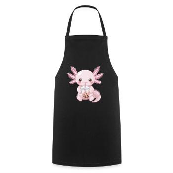 Kawaii Anime Axolotl Bubble Tea Boba Tea - Kochschürze - Schwarz - Vorne - AI Model Male 185 dark (185cm)
