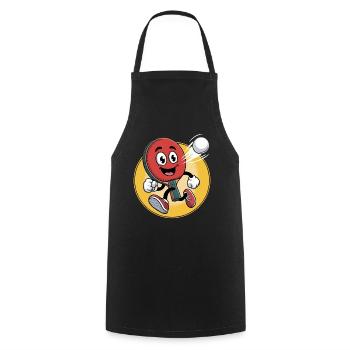 Table Tennis Cartoon Design - Kochschürze - Schwarz - Vorne - AI Model Male 185 dark (185cm)