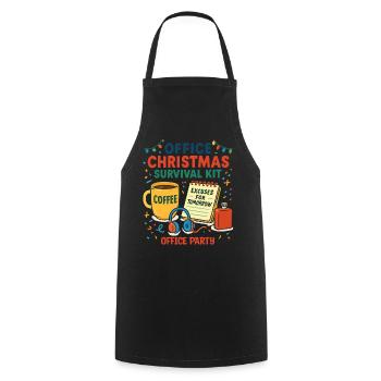 Büro-Weihnachtsfeier-Überlebenskit - Kochschürze - Schwarz - Vorne - AI Model Male 185 dark (185cm)