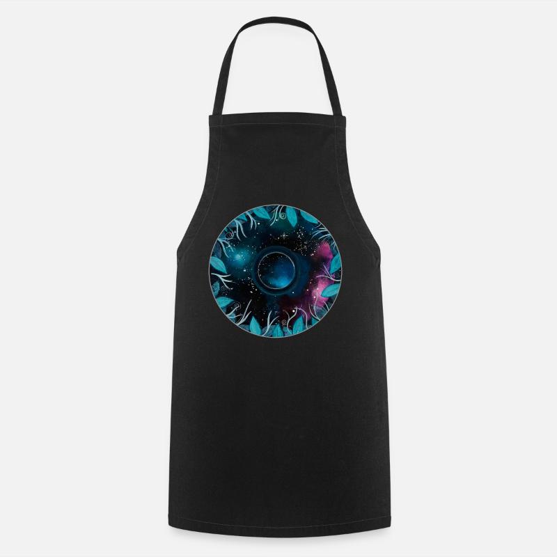 Galactic Leaf Wreath Motif - Cooking Apron - black