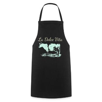 Vache laitière de La Dolce Vita en négatif - Tablier de cuisine - noir - Devant - AI Model Male 185 dark (185cm)