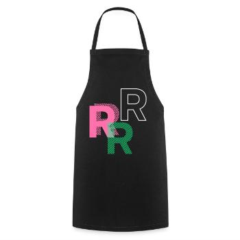 Lettre R - Tablier de cuisine - noir - Devant - AI Model Male 185 dark (185cm)