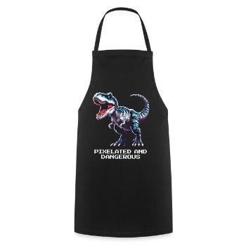 Pixélisé et dangereux | Dinosaure - Tablier de cuisine - noir - Devant - AI Model Male 185 dark (185cm)