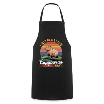 Funny aesthetic Kawaii Capybara - Kochschürze - Schwarz - Vorne - AI Model Male 185 dark (185cm)