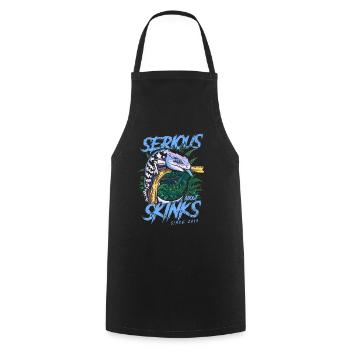 Serious About Blue Tongue Skinks Since 2014 - Cooking Apron - black - Front - AI Model Male 185 dark (185cm)