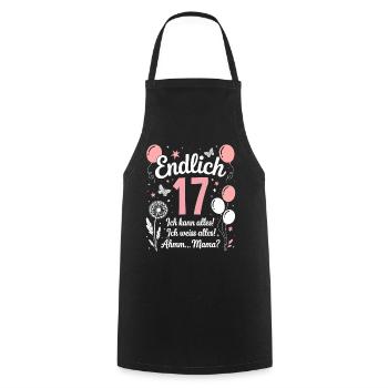 Enfin 17 Anniversaire 17 Ans Cadeau Fille - Tablier de cuisine - noir - Devant - AI Model Male 185 dark (185cm)