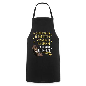 Cheval Humour Il Suffit de s'assoir c'est lui qui  - Tablier de cuisine - noir - Devant - AI Model Male 185 dark (185cm)