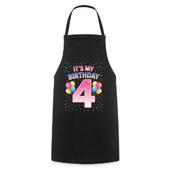 4 Years Girl It's My Birthday Kids Birthday - Cooking Apron - black - Front - AI Model Male 185 dark (185cm)