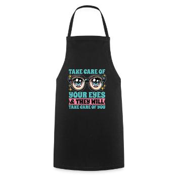 Optométriste Prenez soin de vos yeux Ophtalmologiste - Tablier de cuisine - noir - Devant - AI Model Male 185 dark (185cm)
