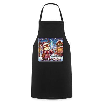 Reindeer with mulled wine - Christmas enjoyment - Cooking Apron - black - Front - AI Model Male 185 dark (185cm)