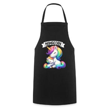 Mama Einhorn Mamacorn Mutter Tochter Dadacorn - Kochschürze - Schwarz - Vorne - AI Model Male 185 dark (185cm)