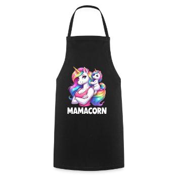 Mama Einhorn Mamacorn Mutter Tochter Dadacorn - Kochschürze - Schwarz - Vorne - AI Model Male 185 dark (185cm)