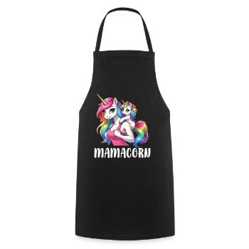 Mamacorn Mama Einhorn Mutter Damen Partnerlook - Kochschürze - Schwarz - Vorne - AI Model Male 185 dark (185cm)