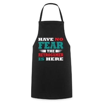 Have no Fear the Retrogamer is here Outfit - Cooking Apron - black - Front - AI Model Male 185 dark (185cm)