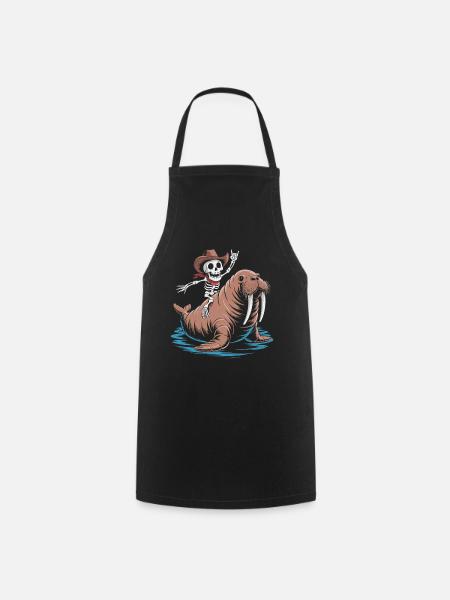 Cow-boy squelette sur morse - Tablier de cuisine - noir