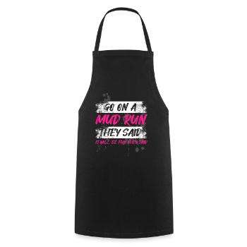 Participez à une course dans la boue Schlammlauf Mud Run Muddy Race - Tablier de cuisine - noir - Devant - AI Model Male 185 dark (185cm)