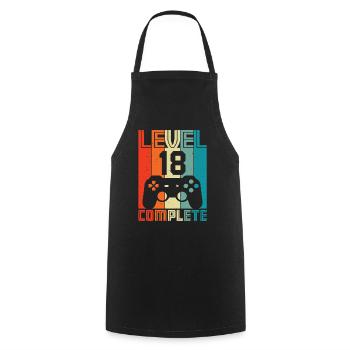 18th Birthday Gamer – 18 Years Level 18 Complete - Cooking Apron - black - Front - AI Model Male 185 dark (185cm)
