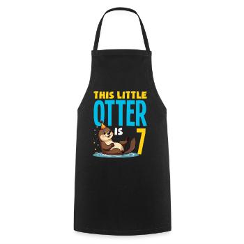 Cette loutre a 7 ans - Motif d’anniversaire mignon - Tablier de cuisine - noir - Devant - AI Model Male 185 dark (185cm)