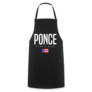 Ponce Porto Rico Portoricain - Tablier de cuisine - noir - Devant - AI Model Male 185 dark (185cm)