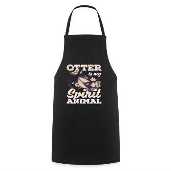 Sea Otter Cartoon Spirtit Animal Lover - Cooking Apron - black - Front - AI Model Male 185 dark (185cm)