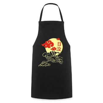 Coucher de soleil japonais - Tablier de cuisine - noir - Devant - AI Model Male 185 dark (185cm)