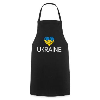 Herz mit der ukrainischen Flagge, ich liebe die Ukraine - Kochschürze - Schwarz - Vorne - AI Model Male 185 dark (185cm)