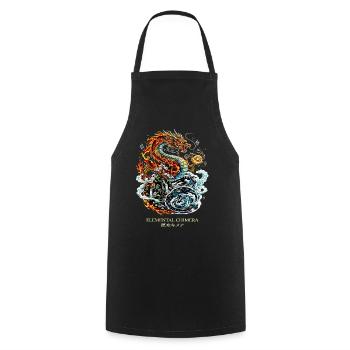 Chimère élémentaire | Dragon de feu et d’eau - Tablier de cuisine - noir - Devant - AI Model Male 185 dark (185cm)