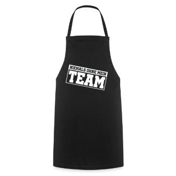niemals_ohne_mein_team_- - Cooking Apron - black - Front - AI Model Male 185 dark (185cm)