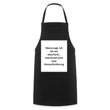 Maman dit que je suis un cadeau - Tablier de cuisine - noir - Devant - AI Model Male 185 dark (185cm)