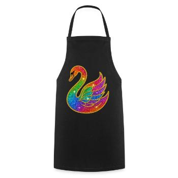 Regenbogen Glitzer Schwan Mutter - Kochschürze - Schwarz - Vorne - AI Model Male 185 dark (185cm)