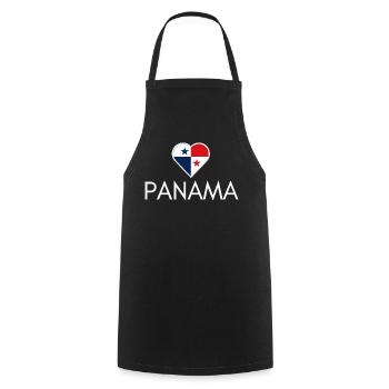 Cœur avec le drapeau du Panama, j’aime le Panama - Tablier de cuisine - noir - Devant - AI Model Male 185 dark (185cm)