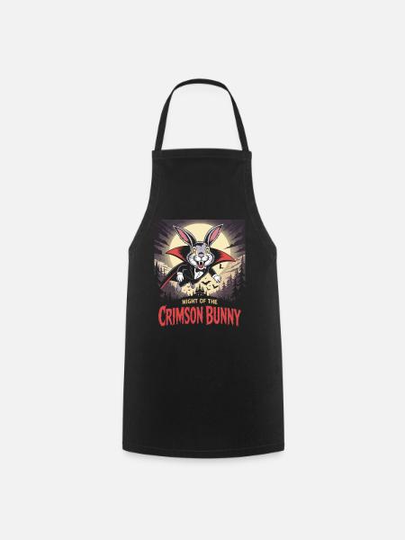 Night of the Crimson Bunny - Bunny Design - Cooking Apron - black