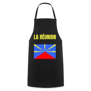 T-shirt drapeau La Réunion volcan - Tablier de cuisine - noir - Devant - AI Model Male 185 dark (185cm)