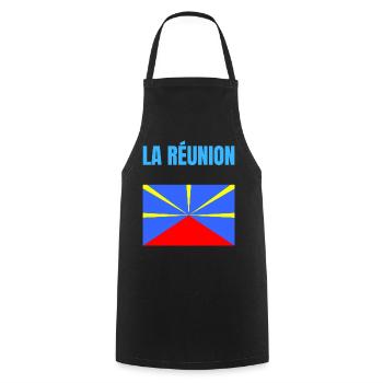 T-shirt drapeau La Réunion volcan - Tablier de cuisine - noir - Devant - AI Model Male 185 dark (185cm)
