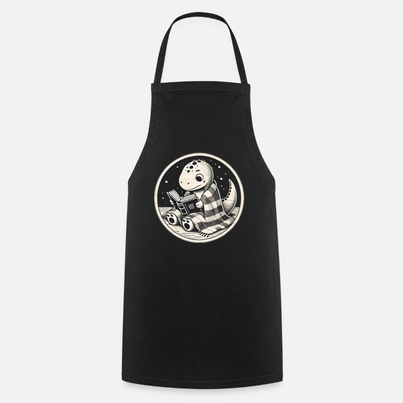 Cozy Reading Dinosaur - Cooking Apron - black